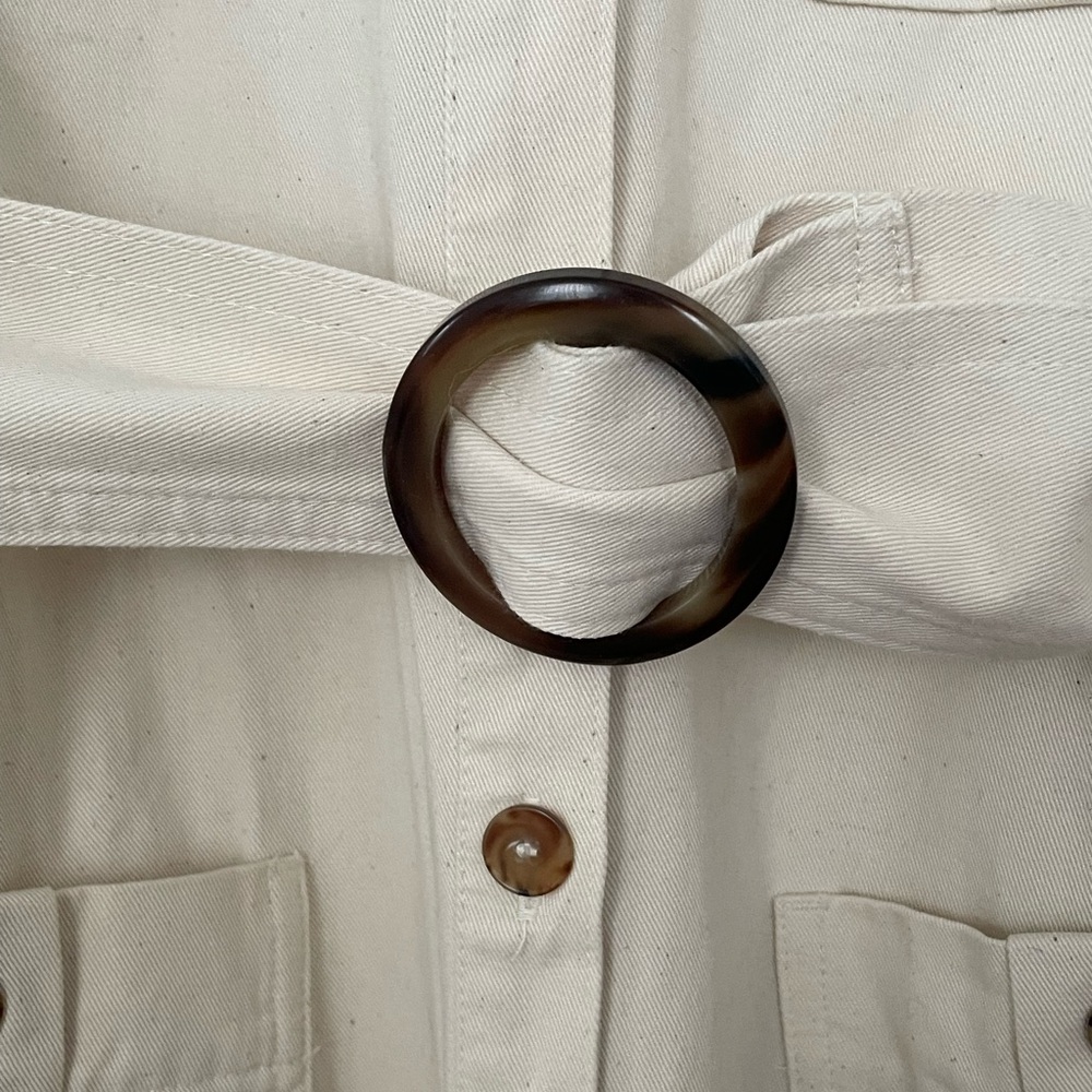 Sezane Cream Midi Dress with Belt - Picture 15 of 16
